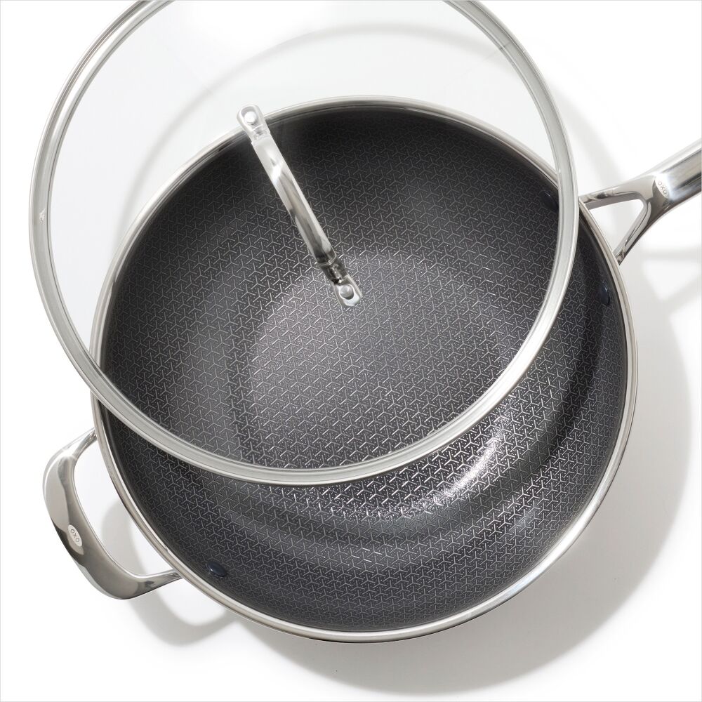 Trident Hybrid Non-Stick Stainless Steel 5 Qt Wok with Lid S5
