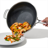 Trident Hybrid Non-Stick Stainless Steel 5 Qt Wok with Lid S5